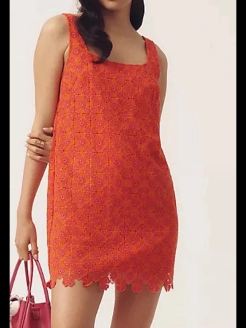 Anthropologie MAEVE Orange Eyelet Lace shift Dress new w/tags! - Picture 2 of 8
